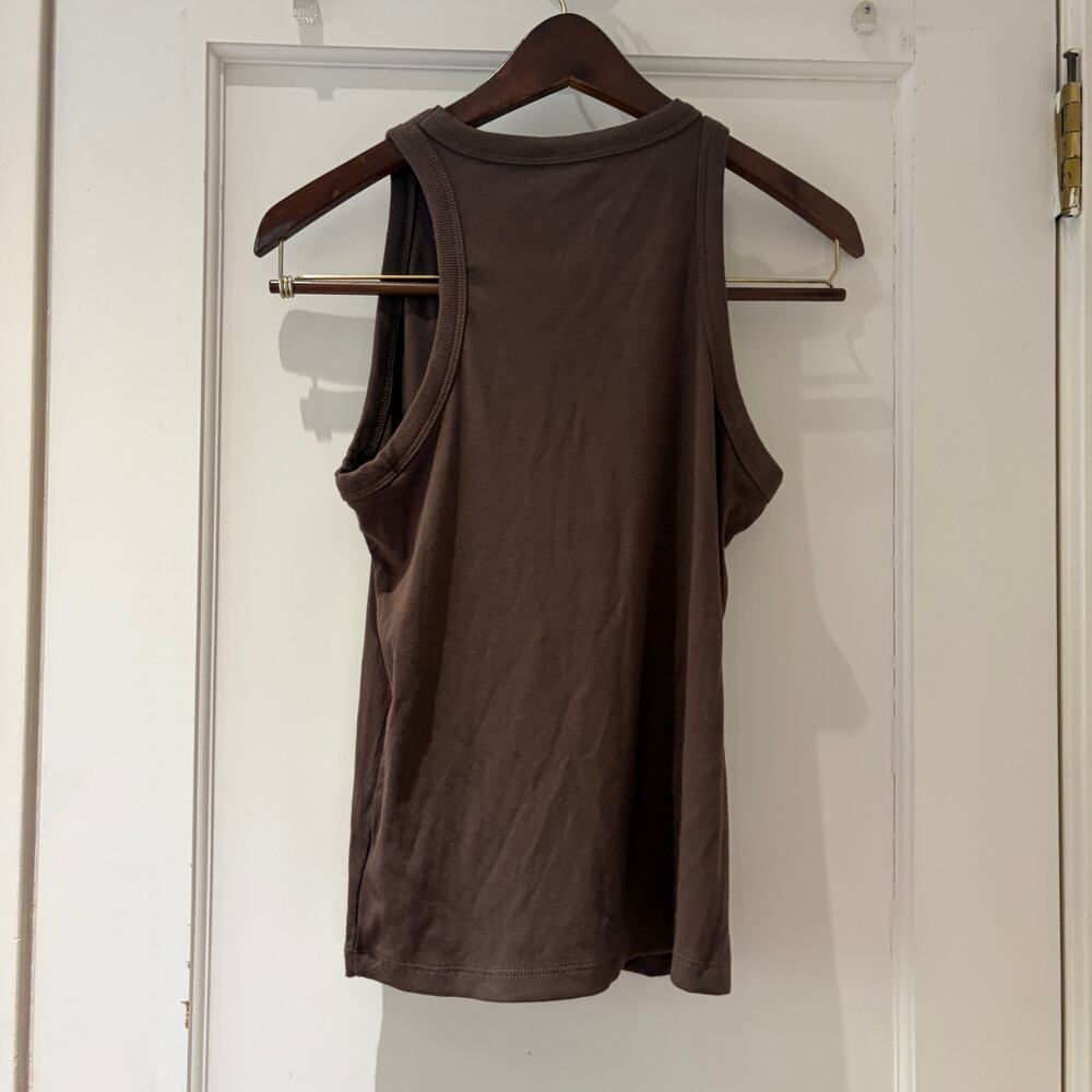 Rachel Zoe Ribbed Fitted Tank Top Mocha Brown Size Medium - Picture 3 of 7